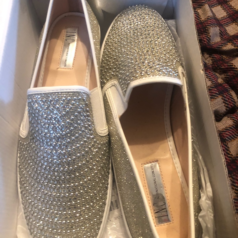 Inc bedazzled slip ons